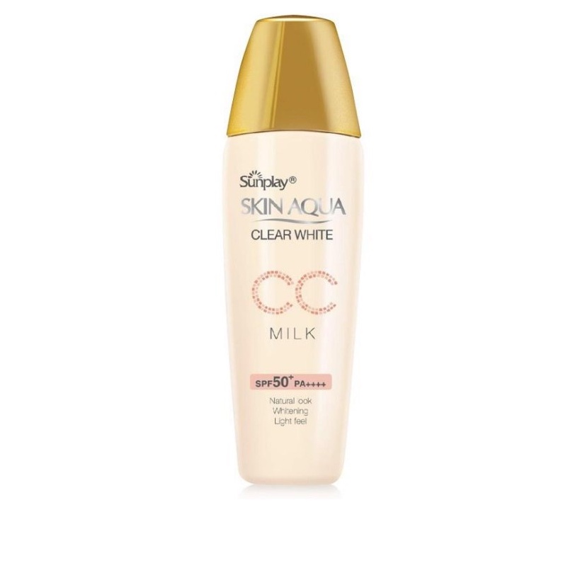 Sữa chống nắng dưỡng da trang điểm nhẹ Sunplay skin aqua clear white cc milk spf50+ kem chống nắng.suckhoechomoinha