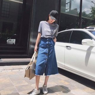 Chân váy jeans dài
