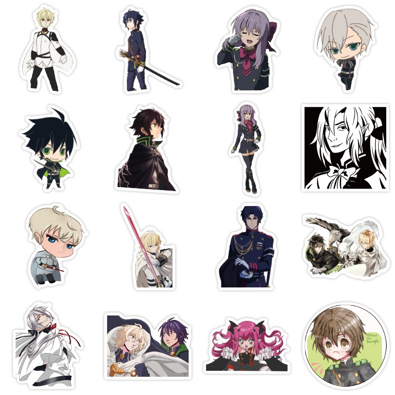 Miếng dán Sticker Anime Manga Owari no Seraph trọn bộ 50 hình - In rõ ràng sắc nét khó tróc