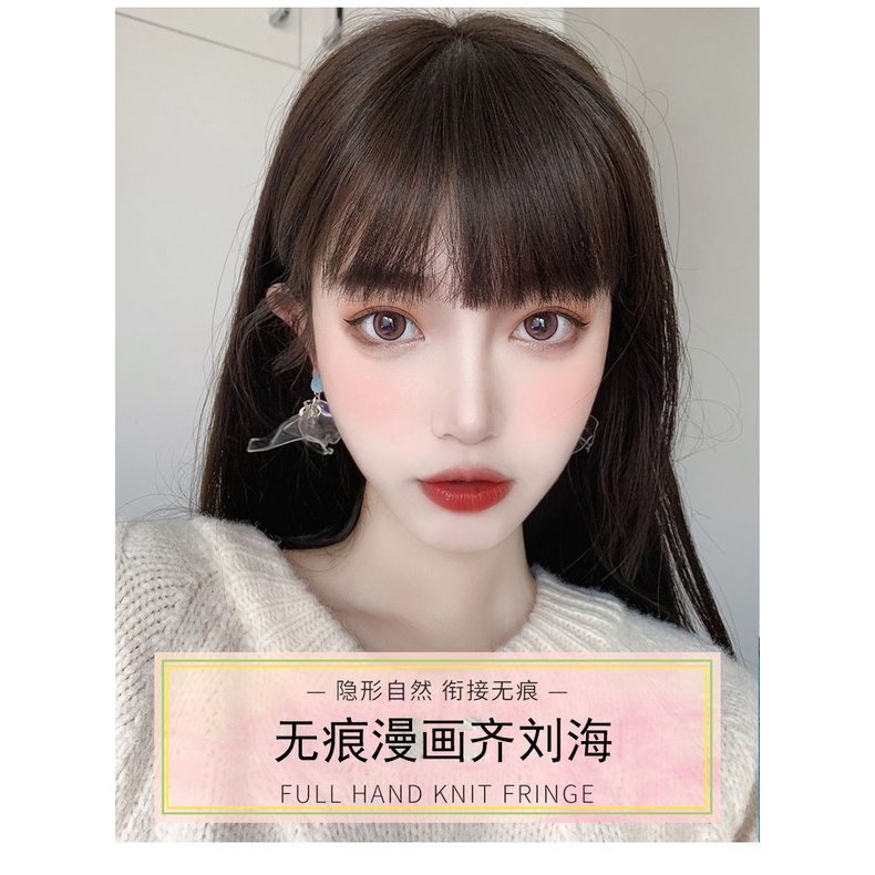 Bộ tóc giả ngắn mái ngang tự nhiên cho nữ