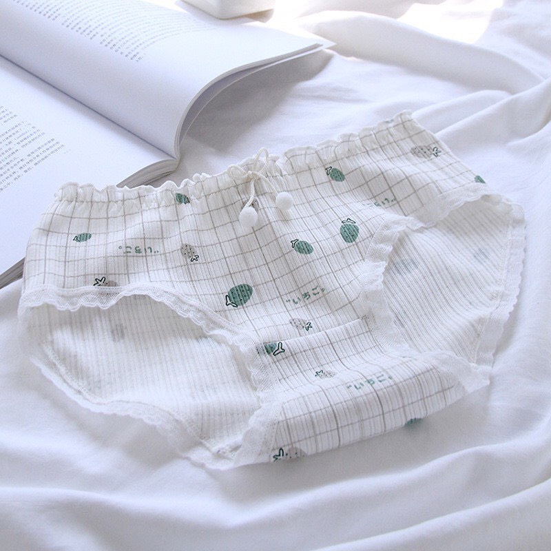 Quần Lót Cotton - Quần Lót Nữ Cotton gân tăm viền ren thiết kế trẻ trung thoáng mát DAN STORE MÃ 3778