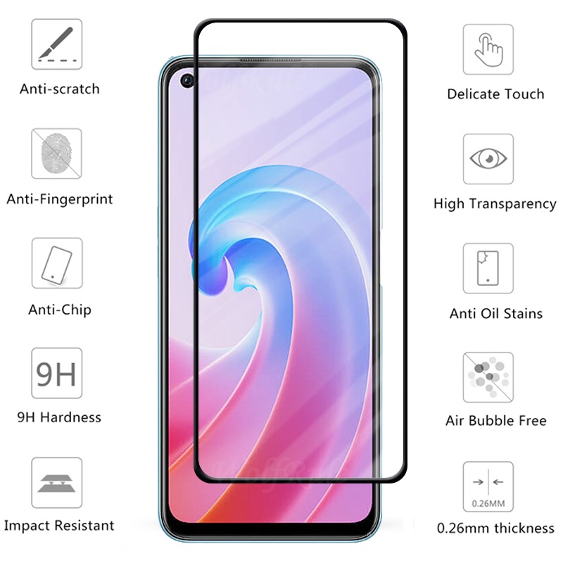 Kính Cường Lực 9H 2 Trong 1 Bảo Vệ Ống Kính Máy Ảnh Cho OPPO A96 A36 A76 A57 2022 A95 Realme C31 C35 9i 8i 9 Pro Plus Reno7 7Z 6 5