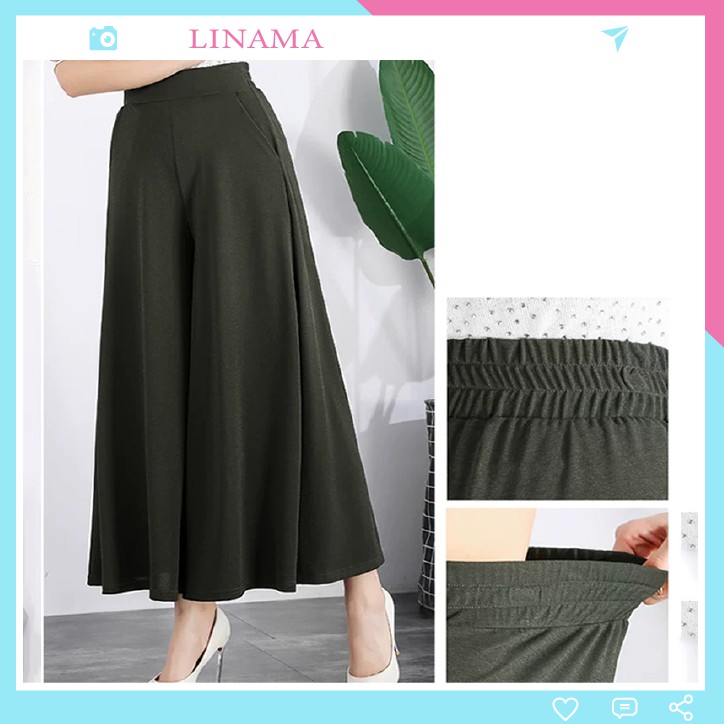 Quần ống rộng nữ culottes cạp cao suông dài LN03