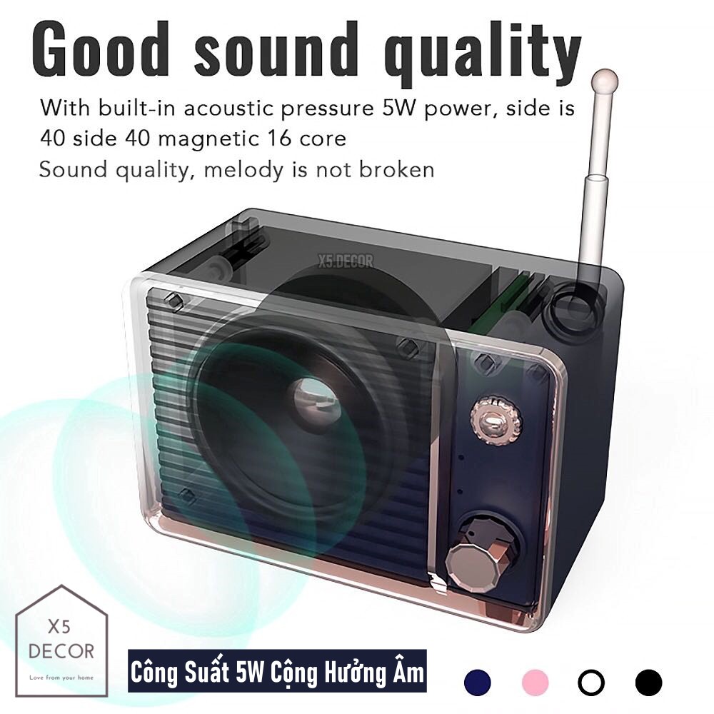 Loa Bluetooth Mini VR1, VR2 Dễ Thương - Phong Cách Retro Thanh Lịch - Làm Quà Tặng, Chill Vintage Decor, Bảo Hành 1 Năm