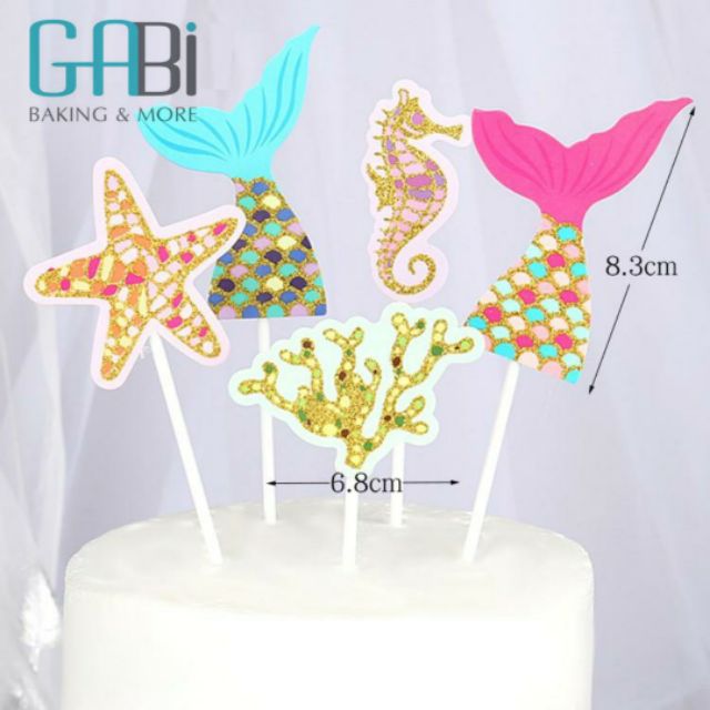 Set topper cắm bánh sinh vật biển