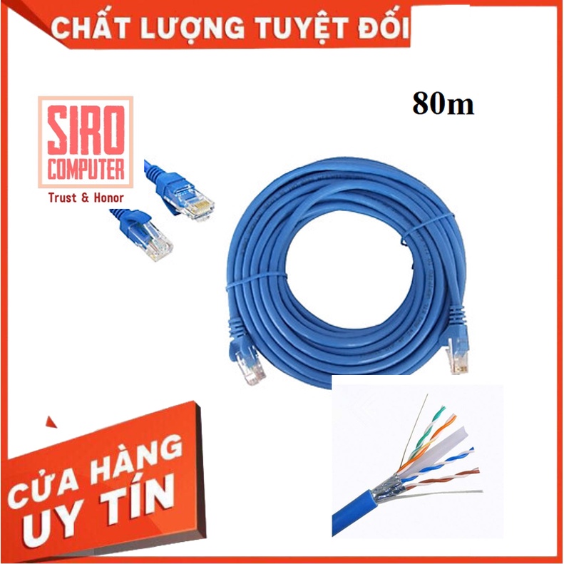 Dây Mạng Bấm Sẵn Dài 60m 70m 80m - CAT6 FTP lớp chống nhiễu