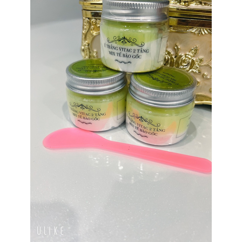 Combo 3 ủ trắng vitac 2 tầng mix tế bào gốc tặng thìa trộn, cọ quét, bát