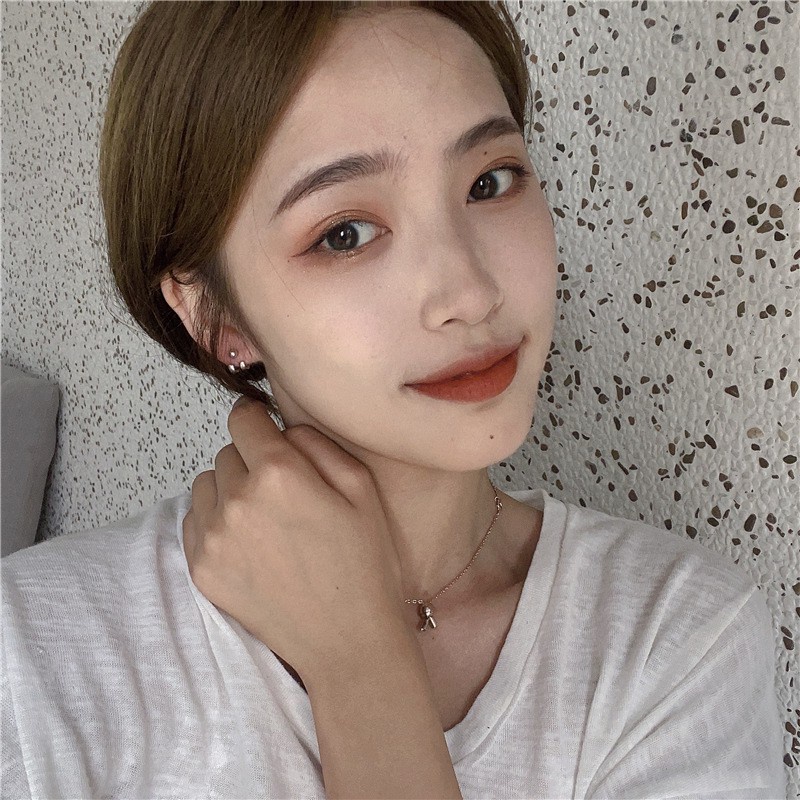 Khuyên tai chốt bạc sterling S925 thiết kế có khóa gài đơn giản phong cách Nhật Hàn thời trang mới tinh tế cho nữ