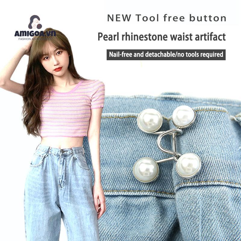 【amigoa.vn】Thắt Lưng Quần Jean Cố Định Cỡ Lớn Có Thể Tháo Rời Với Nút Kim Loại Không Cần Đóng Nút Có Thể Điều Chỉnh