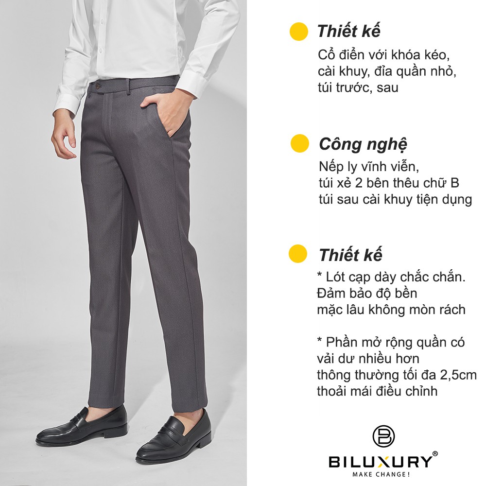 Quần âu nam Biluxury trẻ trung co giãn tốt bền màu phong cách trẻ trung lịch lãm 4QAVH002GHT | BigBuy360 - bigbuy360.vn