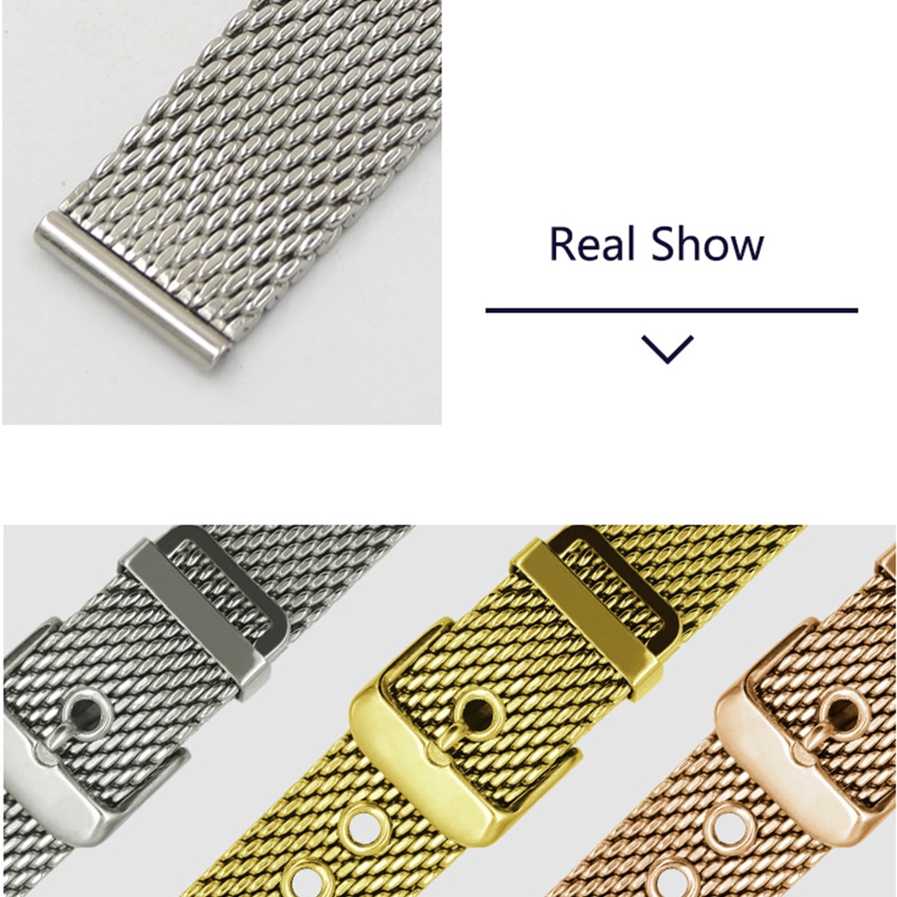 Dây đeo đồng hồ có khóa chất liệu thép không gỉ 1.0 18mm 20mm 22mm 24mm