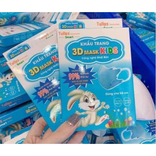 Khẩu trang trẻ em 3d tulip hộp 10c