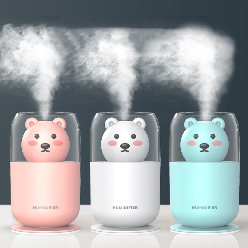 Máy phun sương Fnelse tạo độ ẩm hình gấu dễ thương 300ml có đèn led tiện dụng