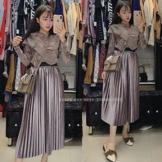 🌟Chân váy nhũ dài ( Ảnh thật )