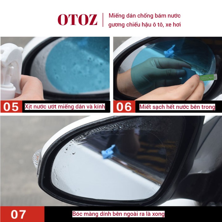 02 Miếng dán gương ô tô, chống bám nước gương chiếu hậu xe hơi OTOZ