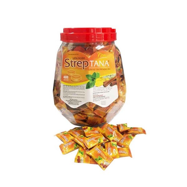Viên ngậm ho Streptana ( lọ 300 viên) nguồn gốc thảo dược, giảm ho, đau rát họng - soleil shop