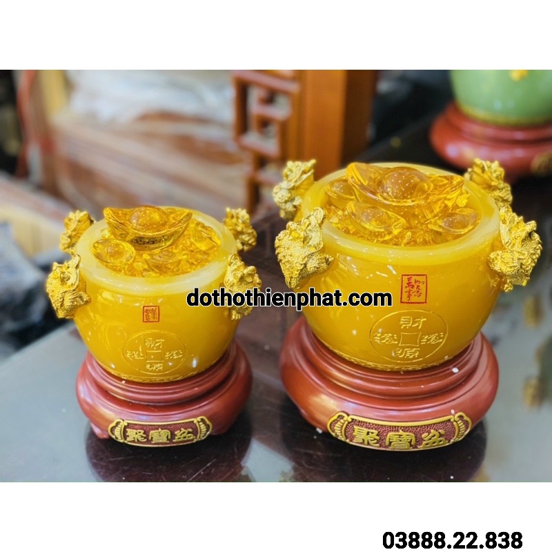 Bát tụ bảo ngọc chiêu tài chiêu lộc cao 18 cm hàng cao cấp SIÊU RẺ màu vàng