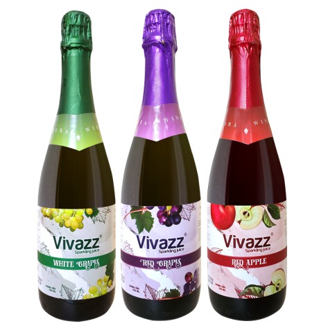 Combo 3 chai nước trái cây Vivazz (nho xanh, táo đỏ, nho đỏ)