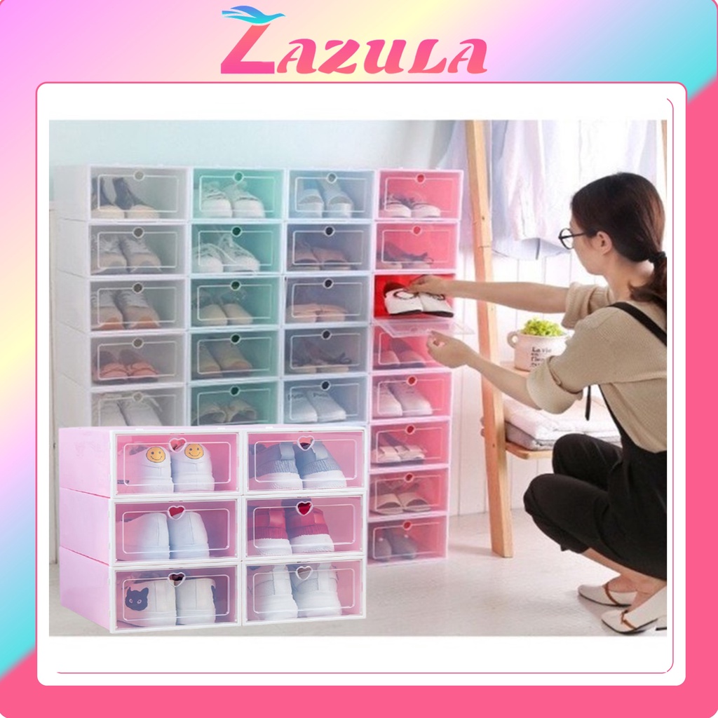 Hộp đựng giày nhựa cứng trong suốt dễ lắp rắp size lớn chịu lực tốt ZAZULA