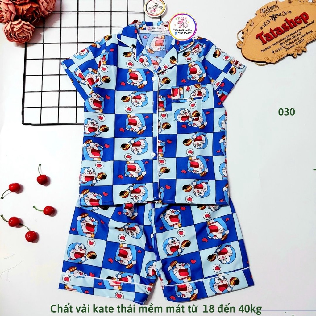 18-42kg - Bộ pijama đùi bé trai bé gái chất kate thái mềm mát 030