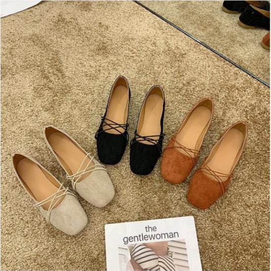 Giày búp bê da lộn nơ dây mảnh cực xinh G031 | BigBuy360 - bigbuy360.vn