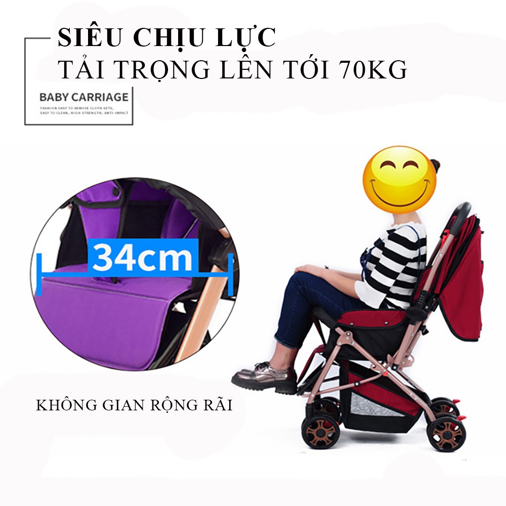 Xe đẩy cho bé bản cao cấp hai chiều hai tư thế nằm ngồi siêu nhẹ có thể gấp xách tay kèm quà tặng hấp dẫn cho bé