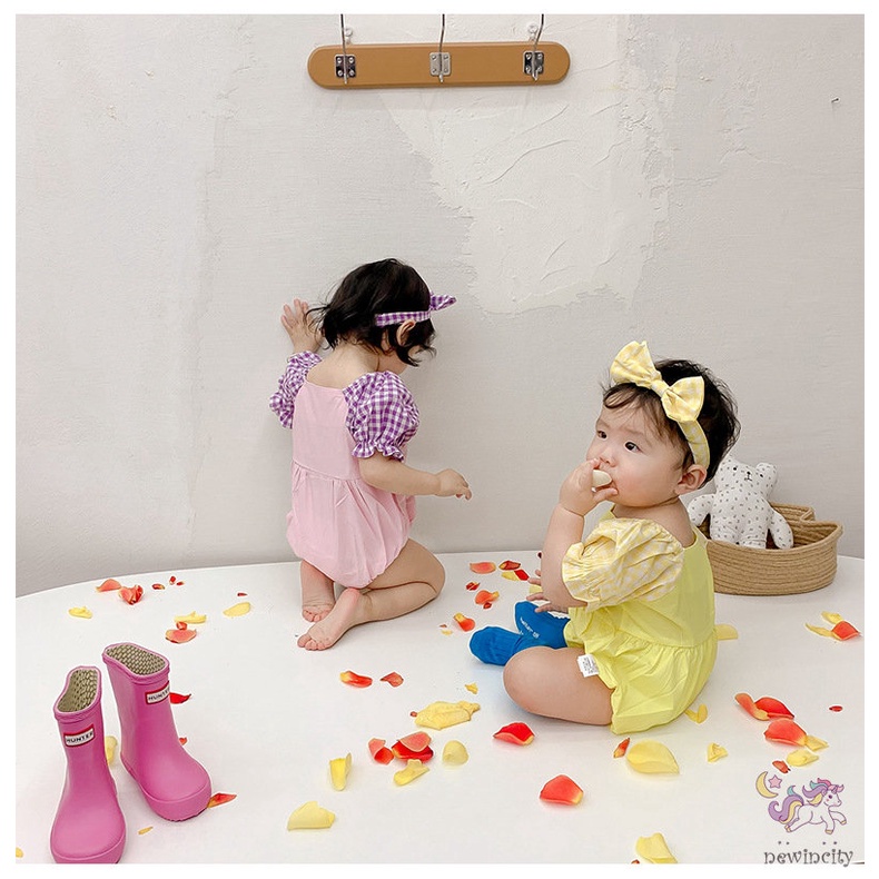 Jumpsuit Tay Phồng Màu Sắc Tương Phản Phong Cách Hàn Quốc Cho Bé Gái