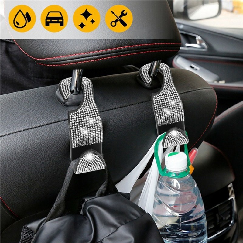 Móc Treo Đồ Gắn Lưng Ghế Xe Hơi Đính Đá Lấp Lánh Tiện Dụng