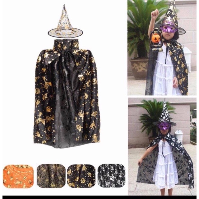 Bộ áo choàng Haloween - mũ phù thuỷ Halloween cho bé