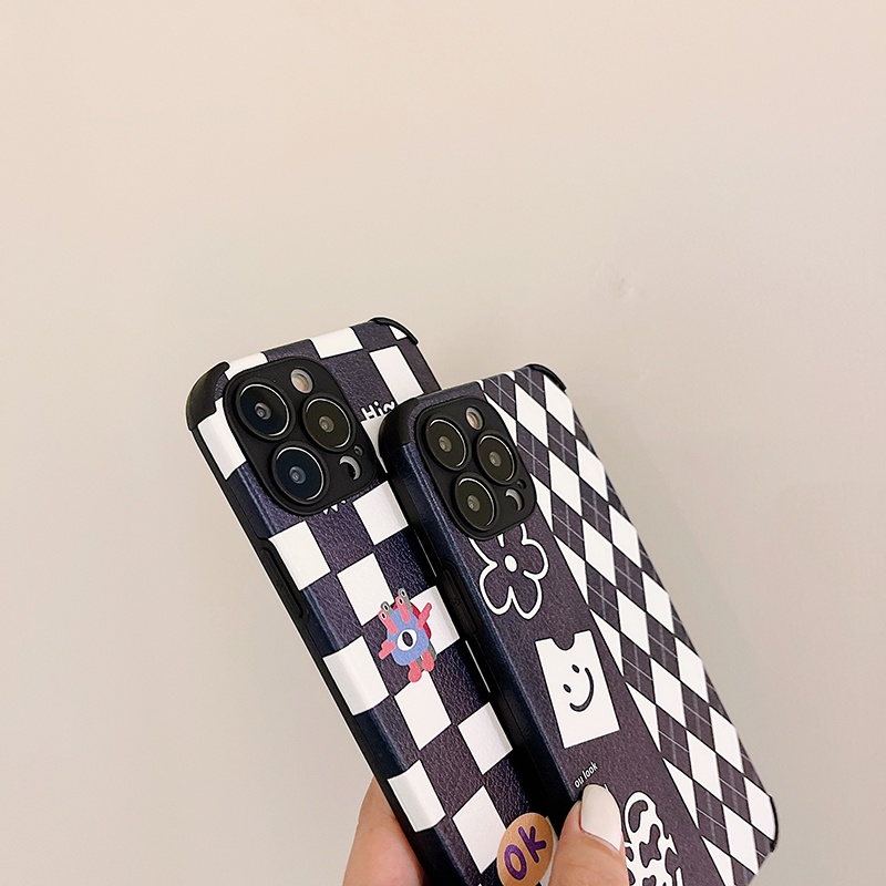 Ốp điện thoại da tpu sọc caro cho iPhone 11 Pro Max X Xr Xs Max 7 8 Plus Se 2020 12 pro max 12 mini 13 pro max 13 mini | BigBuy360 - bigbuy360.vn