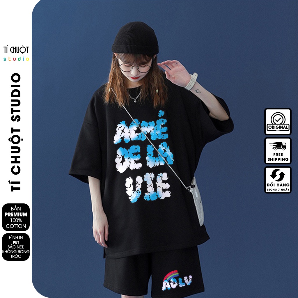 Bộ quần áo nam nữ ADLV đám mây , set bộ thể thao unisex cotton mặc nhà mùa hè - Tí Chuột Studio