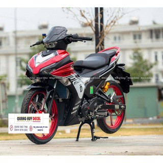 Tem trùm xe Ex 155 trắng đỏ đen ohlins, độ team trùm decal xe máy exciter dán đời 2021