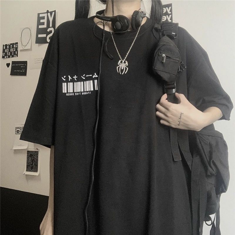 Áo Thun Tay Lỡ Form Rộng Unisex Ulzzang In Mã Vạch