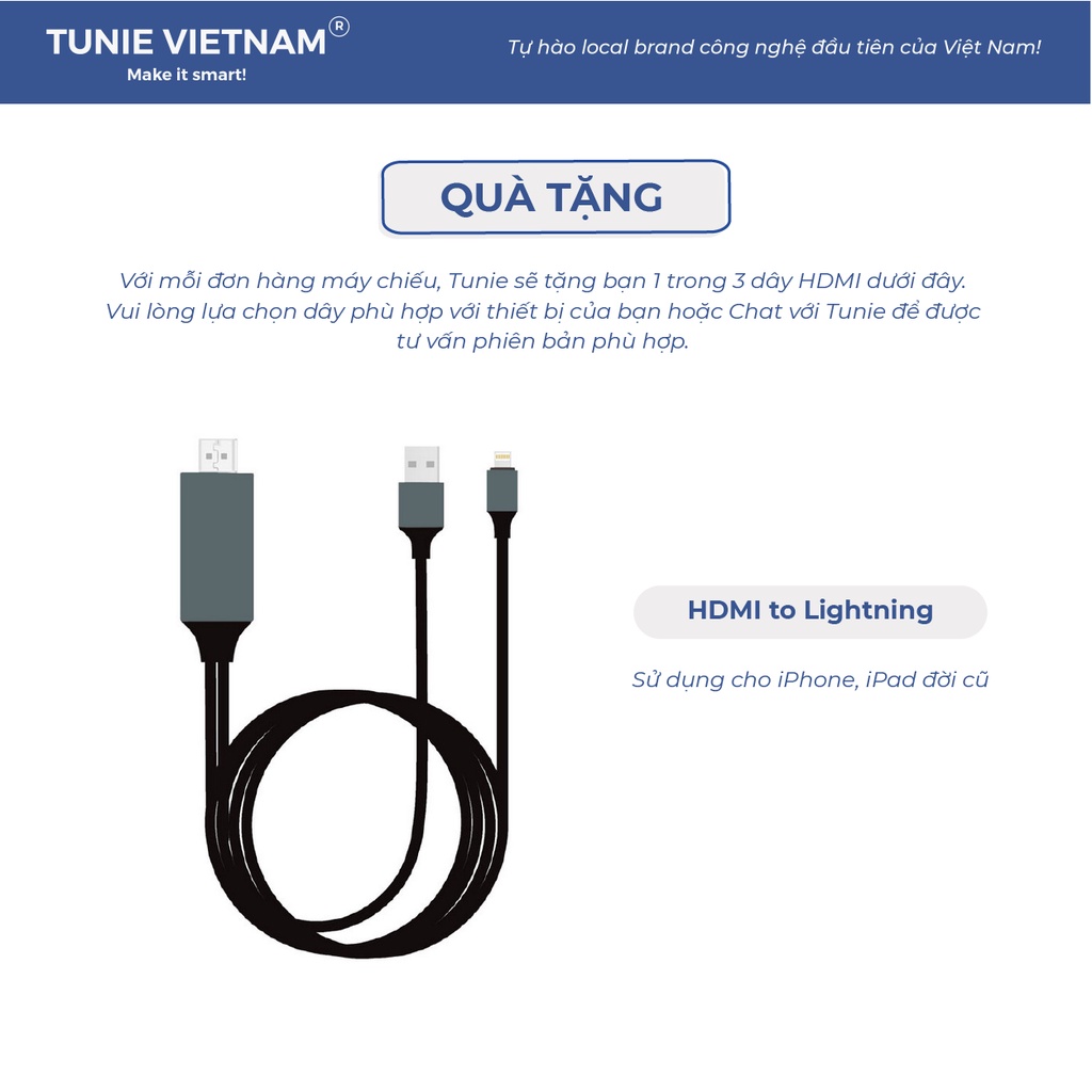 Dây HDMI to Lightning/Type C/HDMI