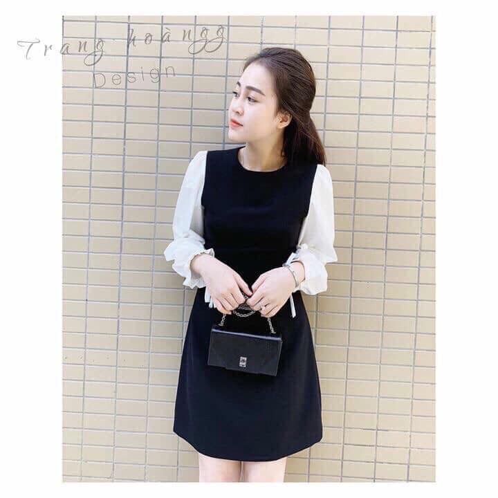 VÁY XUÔNG PHỐI TAY NƠ FULL SZ