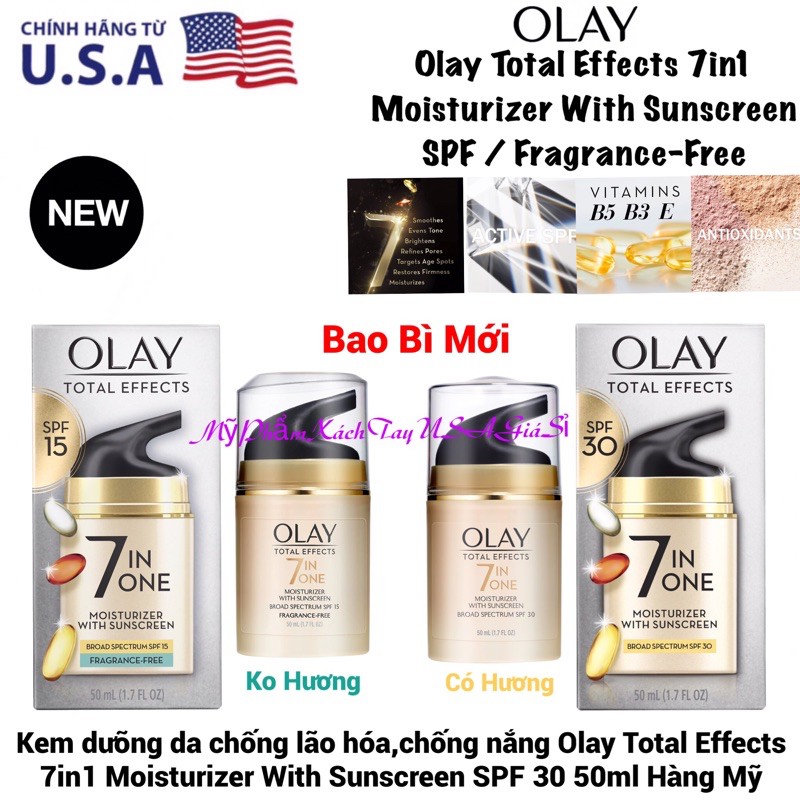 [HàngMỹ]Kem Dưỡng Da Chống Lão Hoá Olay Total Effects 7 in One Moisturizer Sunscreen SPF 30