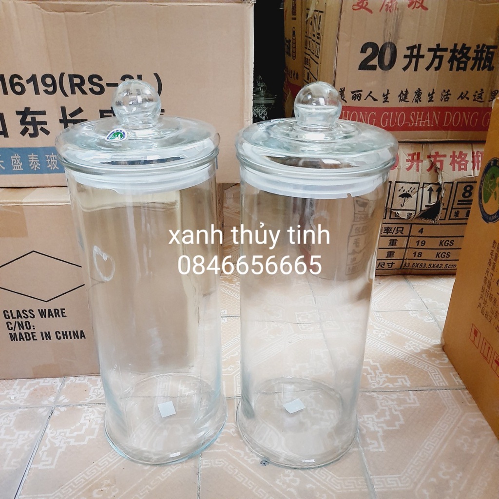 Bình thủy tinh trụ trơn - Dung tích 12 Lít