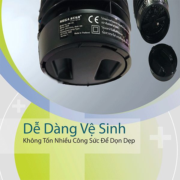 [Sản xuất Thái Lan, bảo hàng 12 tháng] ĐÈN BẮT MUỖI CAO CẤP MEGASTAR DM-138