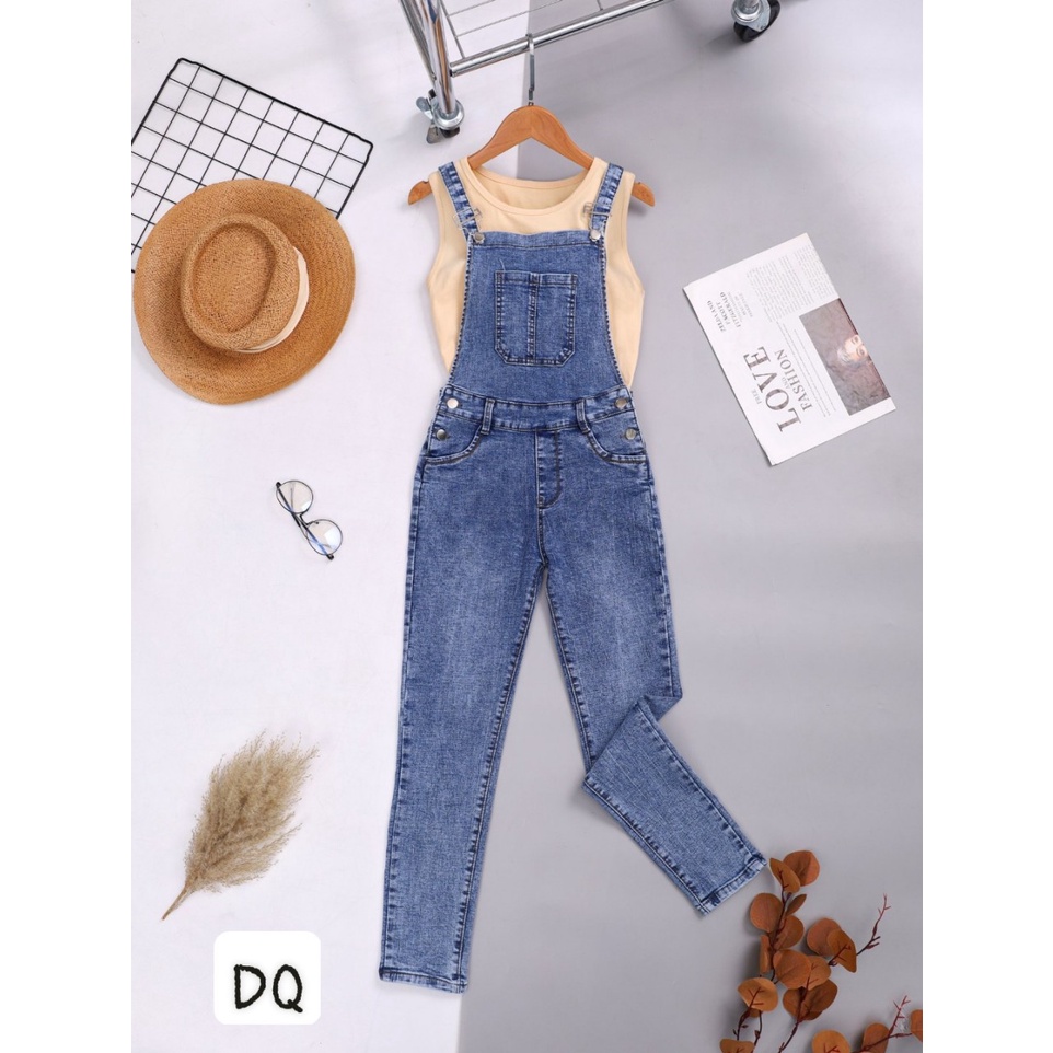Set quần yếm bò mix áo thun chất co giãn - Hàng Quàng Châu