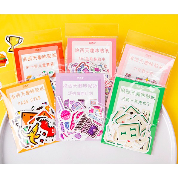SET STICKER DÁN DỄ THƯƠNG 8BIT NHIỀU CHỦ ĐỀ