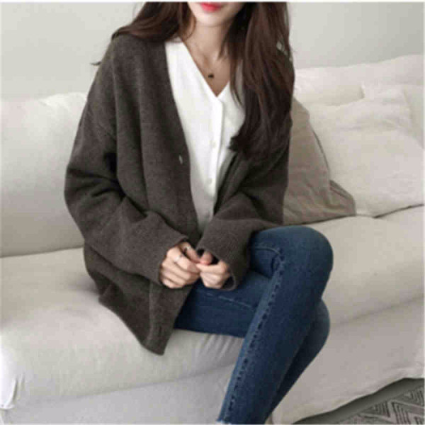 Áo Khoác Cardigan Bằng Len Dệt Kim Dáng Rộng Phong Cách Harajuku Dành Cho Nữ | BigBuy360 - bigbuy360.vn