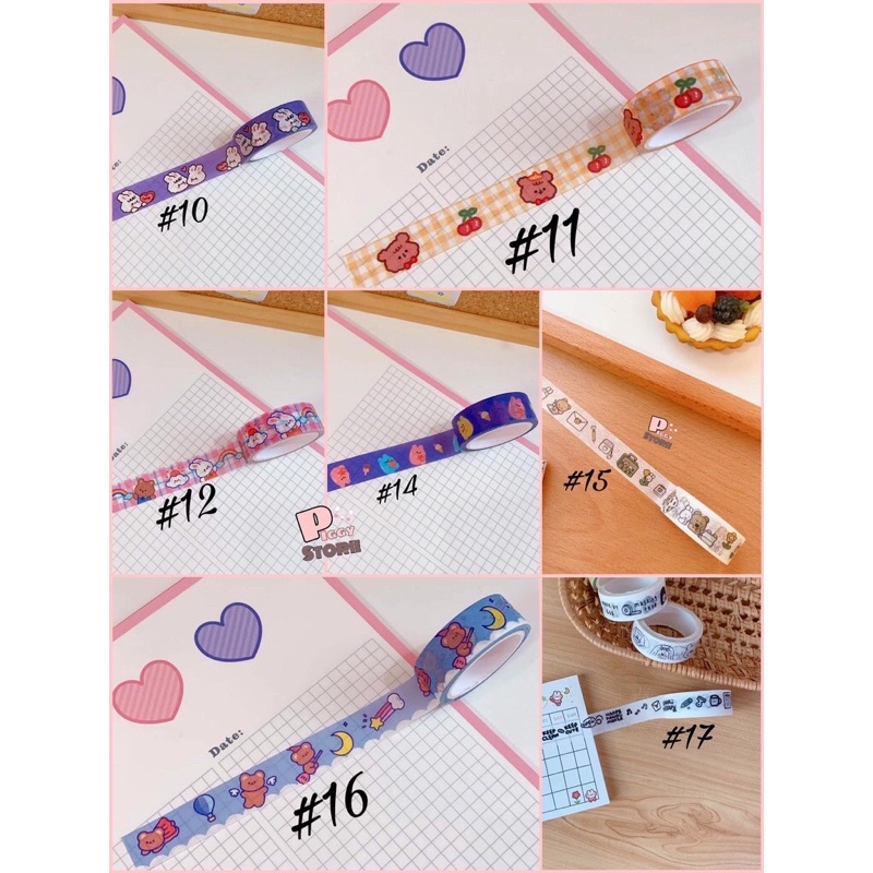 Washi tape / Băng dính trang trí sổ tay, nhật ký kích thước 5m