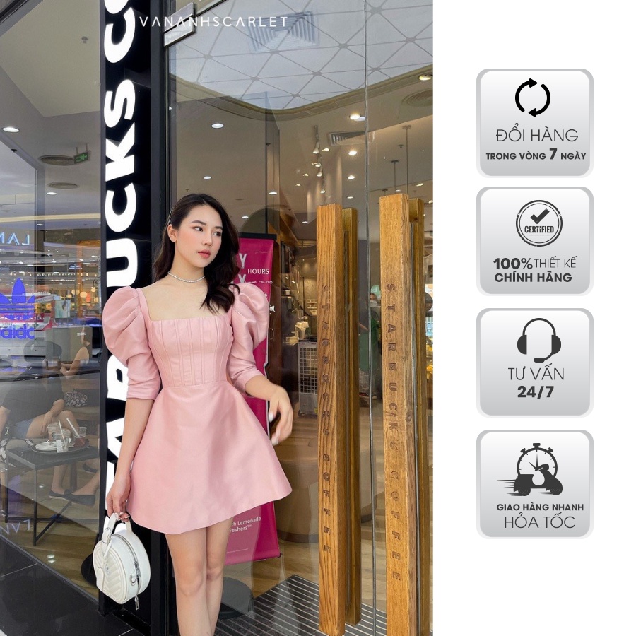 Váy nữ VANANHSCARLET Tay bồng chân A F22FE120