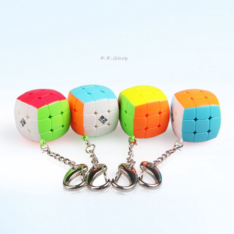 Qiyi Mini Keychain Bread 3x3x3 Stickerless Cube Key Ring Decoration Cute 30mm Khối Rubik