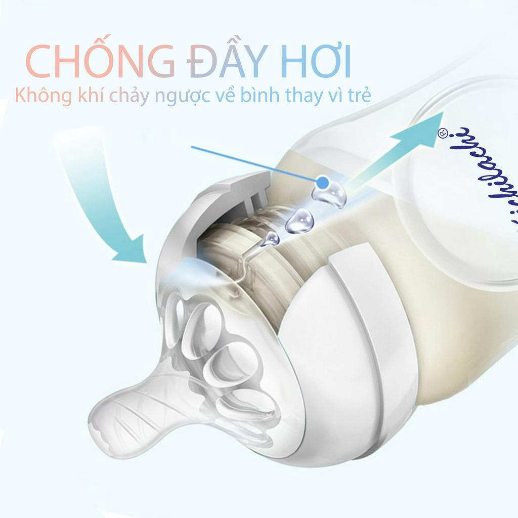 Bình Sữa Cho Bé Kichilachi Natural Cổ Rộng Nhựa Pp, Núm Ti Silicon Mềm Có Van Thoát Khí