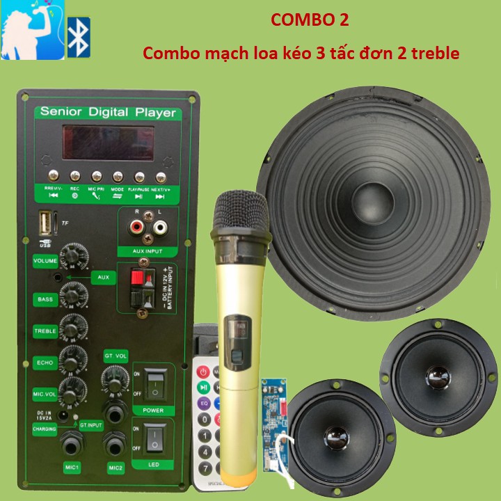 Combo mạch loa kéo CS8676 loa 3 tấc đơn treble đôi