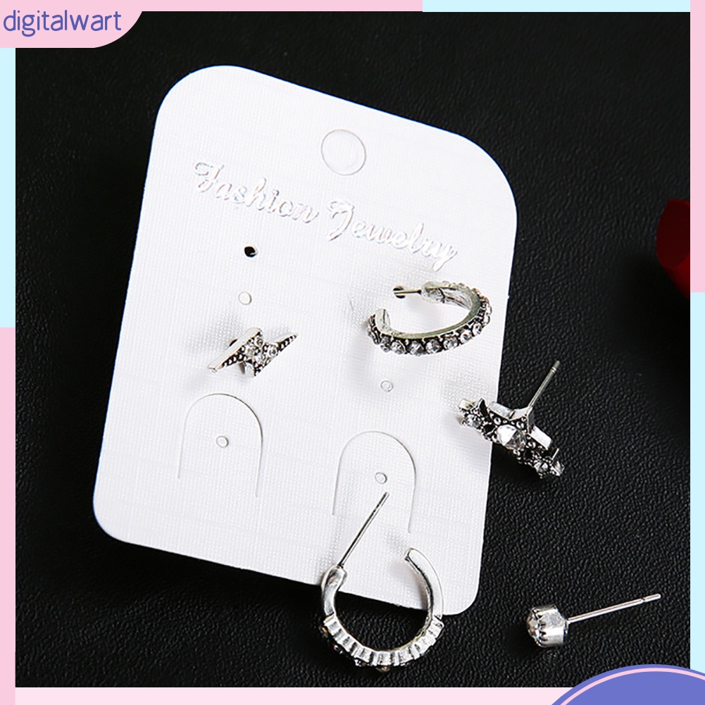 Set 5 Khuyên Tai Đính Đá Kiểu Dáng Thời Trang Thanh Lịch Dành Cho Nữ