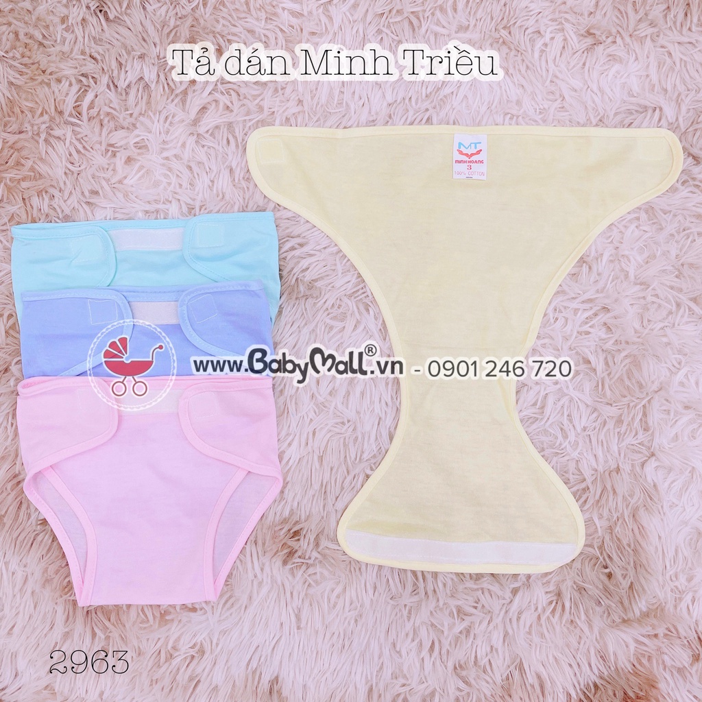 Set 10 tã vải dán - Quần đóng bỉm Minh Triều 100% Cotton dùng cho bé sơ sinh Size 1-2-3