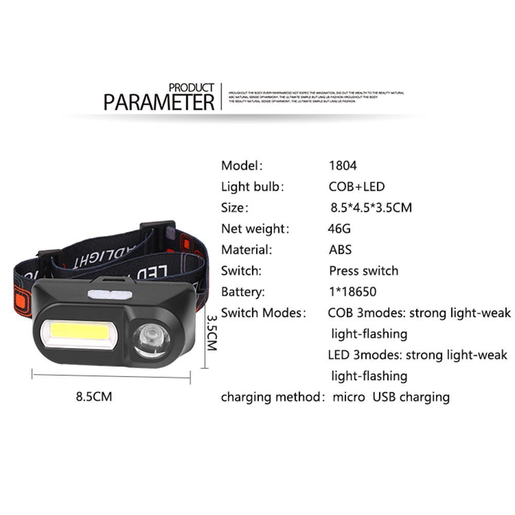 Head Lamp Waterproof White Led Black Flashlight Headlight Headlamp Torch