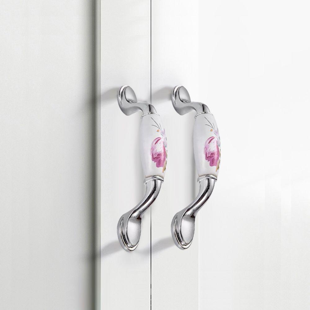 KUNHEV Tay Nắm Cửa Bằng Gốm Sứ Hình Hoa Mẫu Đơn Phong Cách Vintage